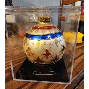 Vintage Unique Treasures Hand Blown Glass Limited Series Christmas Ornament Ball